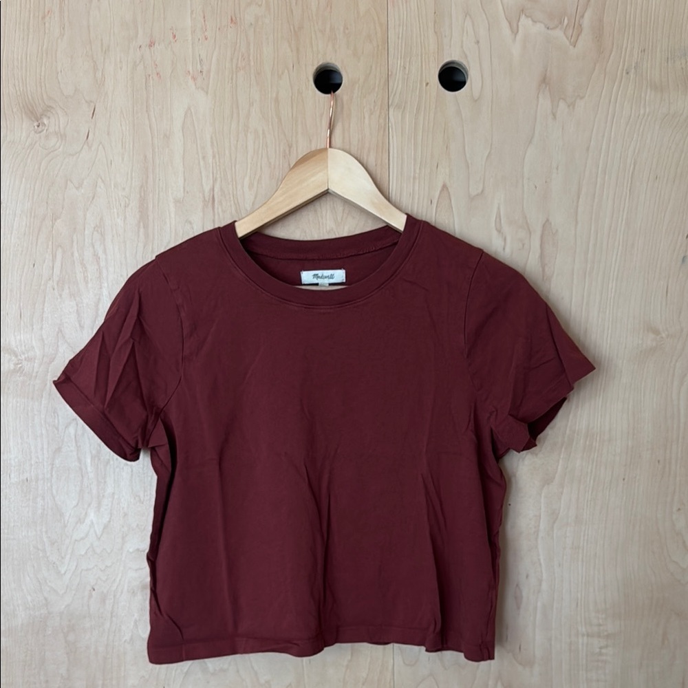 Madewell Burgundy Short Sleeve Crop T-Shirt